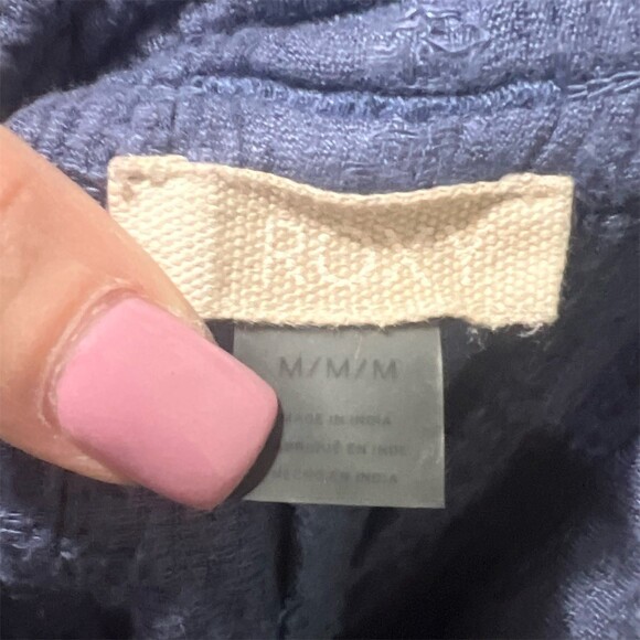 Roxy Womens Wide-Leg Pull-On Pants Size M Navy Blue Textured Pockets - Picture 8 of 8